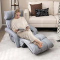 6 Position Adjustable Floor Sofa Bed, Folding Lazy Sofa Chaise Lounger Recliner with Armrests & Footrests for Living Room, Bedroom & Gaming