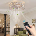 QHTX 18 Inch White Vintage Caged Ceiling Fan with Remote Control